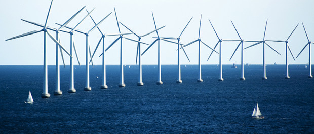 Windmills and Sailboats on the Ocean